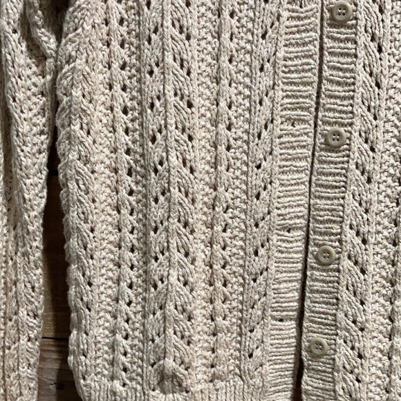 EddieBauer Oatmeal Chunky Button Up Shawl Sweater - Picture 5 of 6